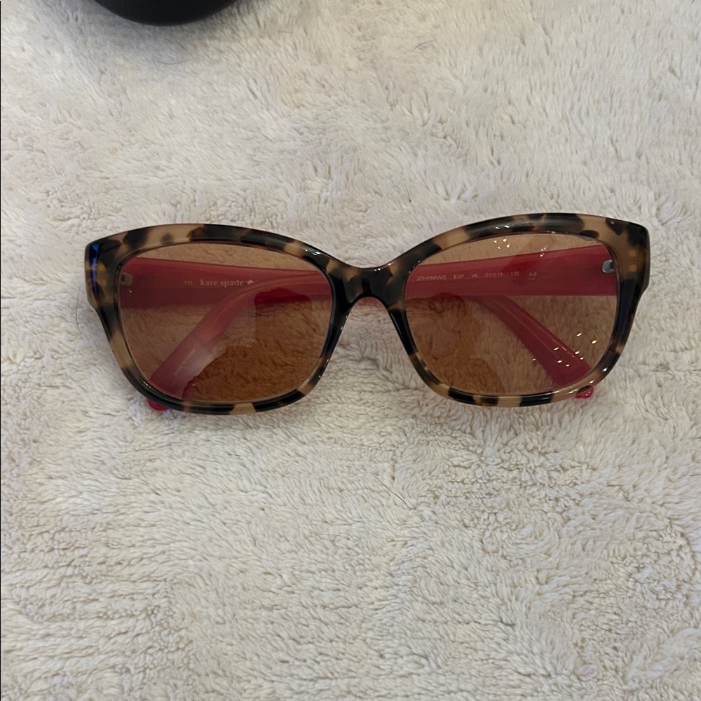 Kate Spade Tortoiseshell Sunglasses with Pinkish Red Arms